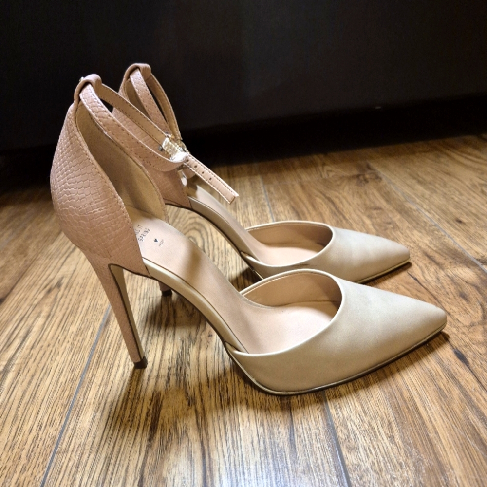 Nude pink d'orsay heels pumps vegan snakeskin